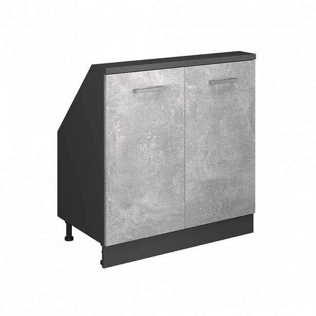 Vicco KUCHYŇSKÁ SKŘÍŇKA POD ŠIKMOU STŘECHU R-Line Beton 80 cm se 2 dvířky