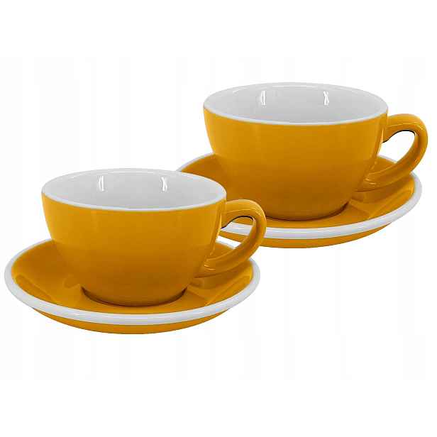 Set 2 ks Latte šálek s podšálkem Roma, 250 ml, žlutý