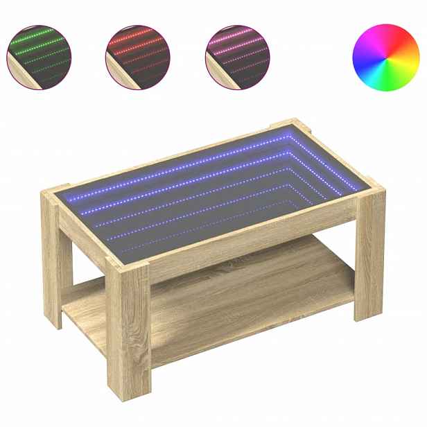 vidaXL Konferenční stolek s LED dub sonoma 93 x 53 x 45 cm kompozit