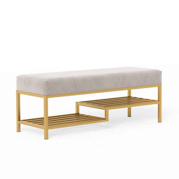 Idohome SEDACÍ LAVICE STEP 80 cm, kovový rám, zlatá / krémová