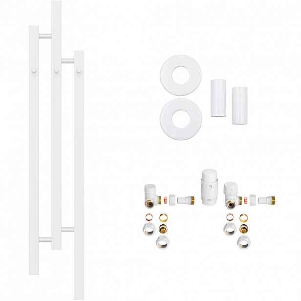 Koupelnový radiátorový set Fabiano - ústřední vytápění - boční připojení - 251W - bílá lesklá - 1200x220 mm