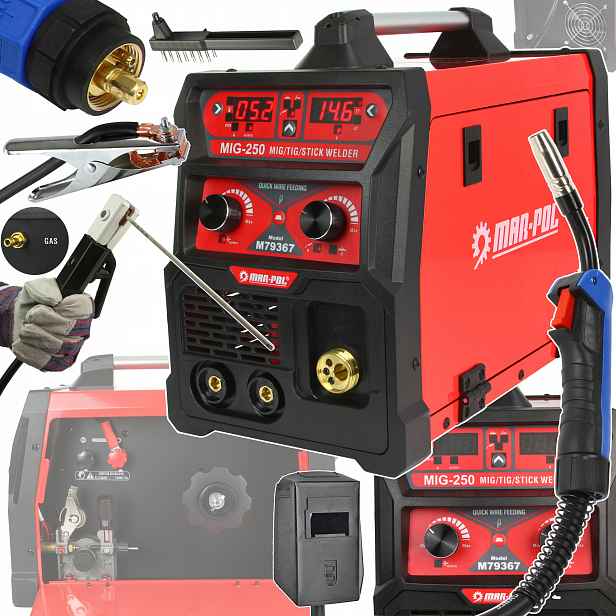 Poloautomatický svařovací stroj Mig/mag, Mma, Tig 30-250A 230V Invertorová Svářečka