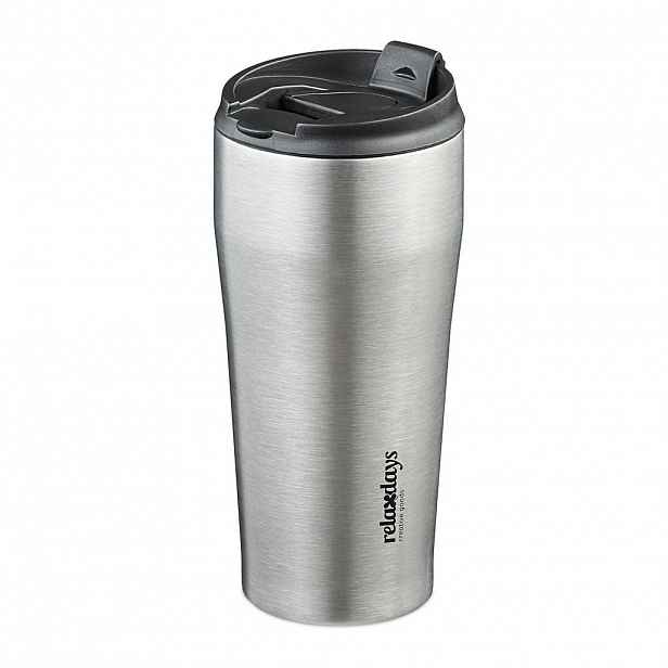 Relaxdays TERMOHRNEK Stříbrná Černá nerezová ocel 400 ml vakuově izolovaný