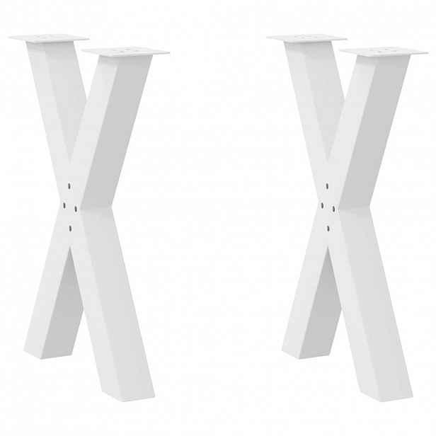 vidaXL Nohy k jídelnímu stolu ve tvaru X, 2 ks, bílé, 60 x (72-73) cm, ocel