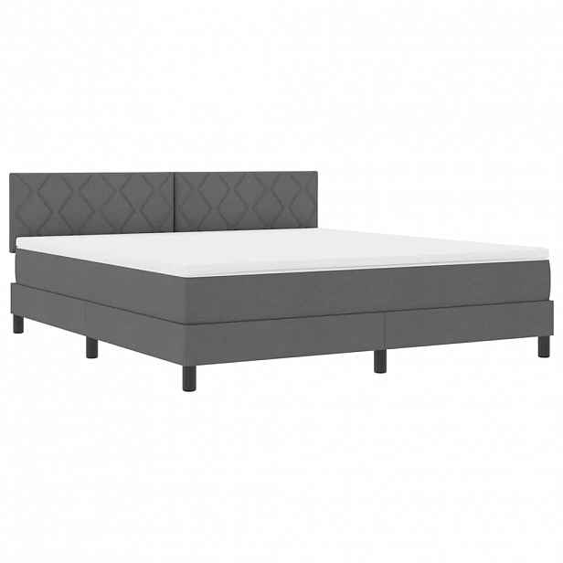 vidaXL Postel s boxspringem s LED pásky Tmavě šedá 180 x 200 cm textil