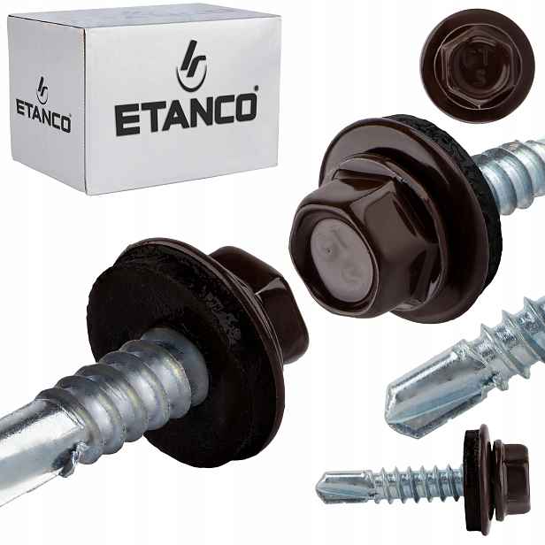 Samovrtné šrouby do kovu 5 mm 5,5 x 25 mm Ral 8017 250 ks Etanco GT5 Z14