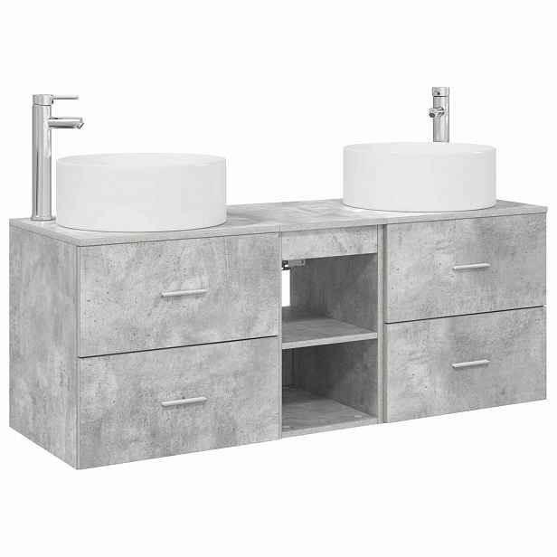 vidaXL Sada koupelnového nábytku 3 ks Betonově šedá 129 x 44,5 x 80 cm