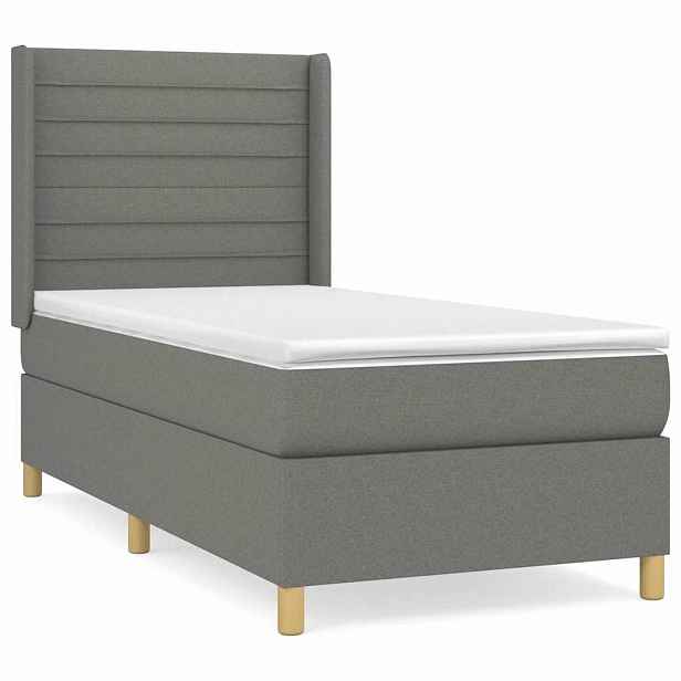 vidaXL Box spring postel s matrací tmavě šedá 90x190 cm textil