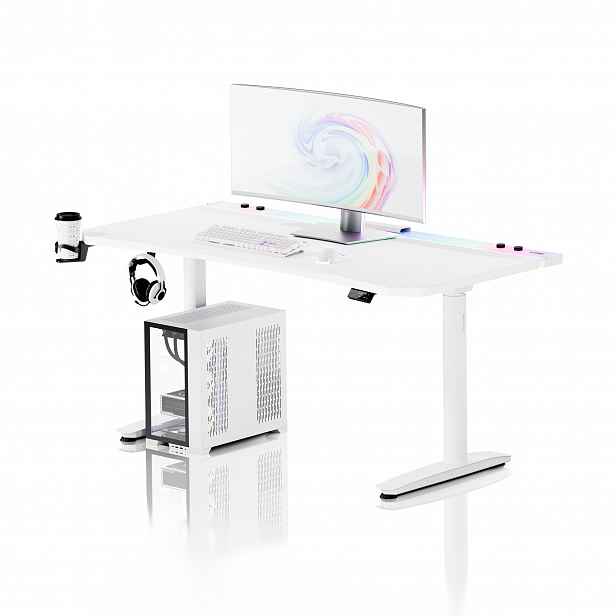 Elektrický herní stůl RGB s držáky, bílý, 160 cm: Diablo X-Forge 1600