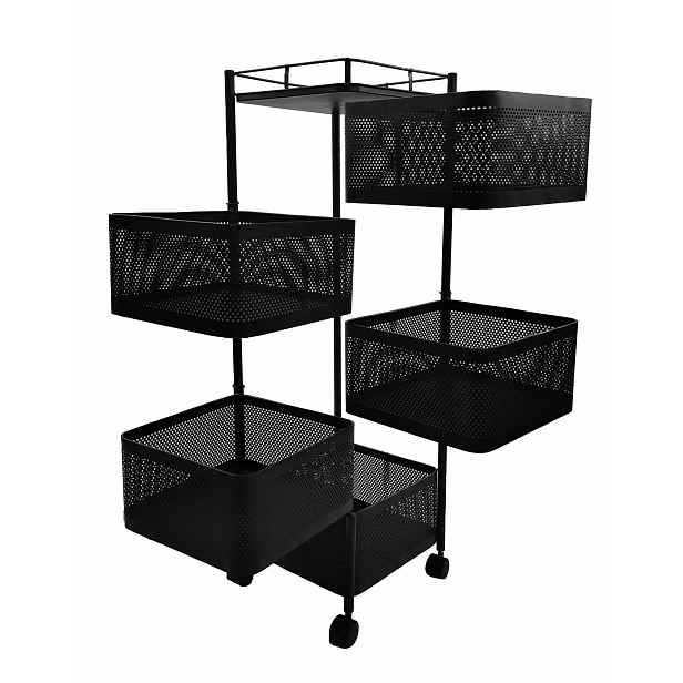 Kontrast Pojízdný kuchyňský regál Woki 90 cm černý