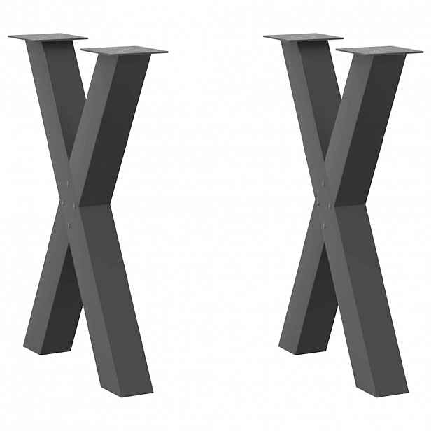 vidaXL Nohy k jídelnímu stolu ve tvaru X, 2 ks, antracitové, 60 x (72-73) cm, ocel