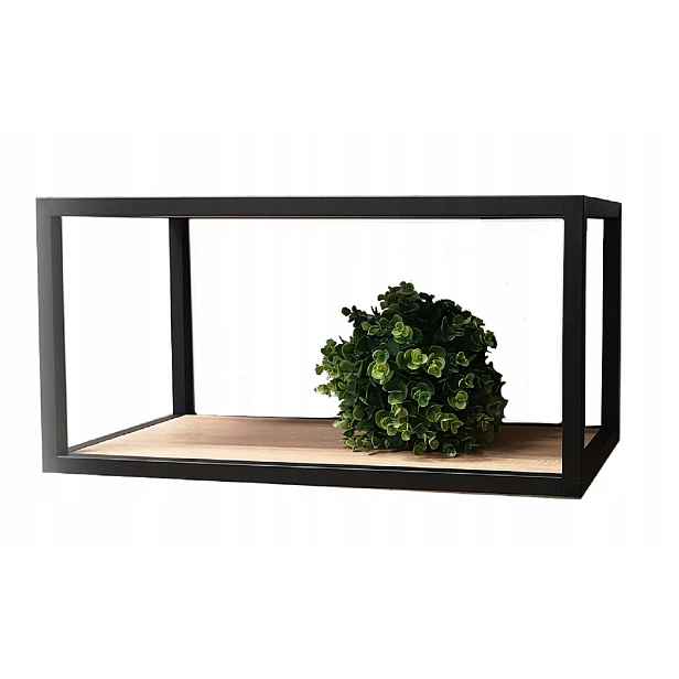 Závěsná nástěnná Polička Loft Industriální Alu Černý Dub 45x30x30 Alu Cube