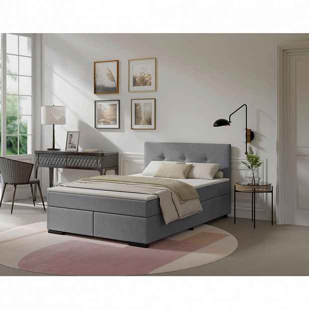 MID.YOU POSTEL BOXSPRING, 140/220 cm, světle šedá