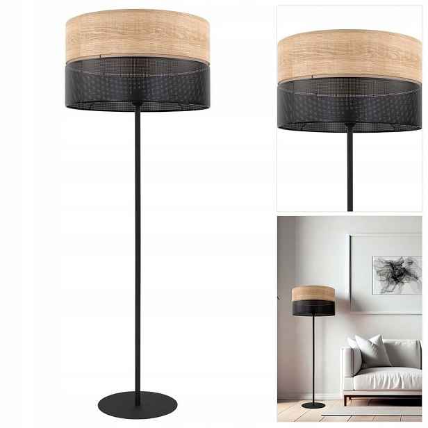 Černá podlahová lampa Nicol s měkkým světlem do pracovny Tk Lighting
