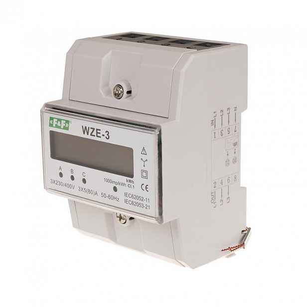 Indikátor elektrické energie 3-fázový kl.1 3x230V+N 3x10 (80A) WZE-3
