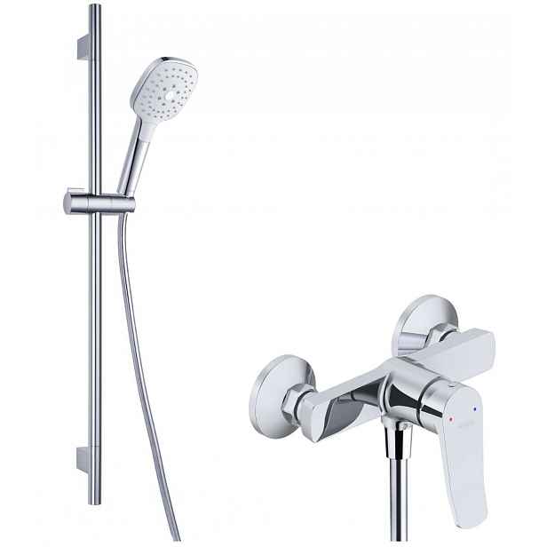 kielle Nefia - Sprchový set s baterií, tyčí, hadicí a sprchovou hlavicí, chrom 20627SN80