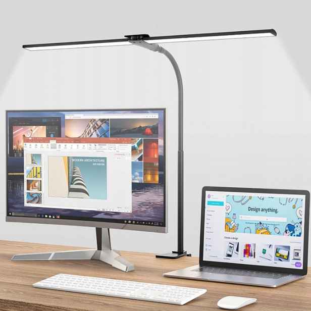 Led stolní lampa na psací stůl Školní lampa Kreslící kancelář Dvouhlavá