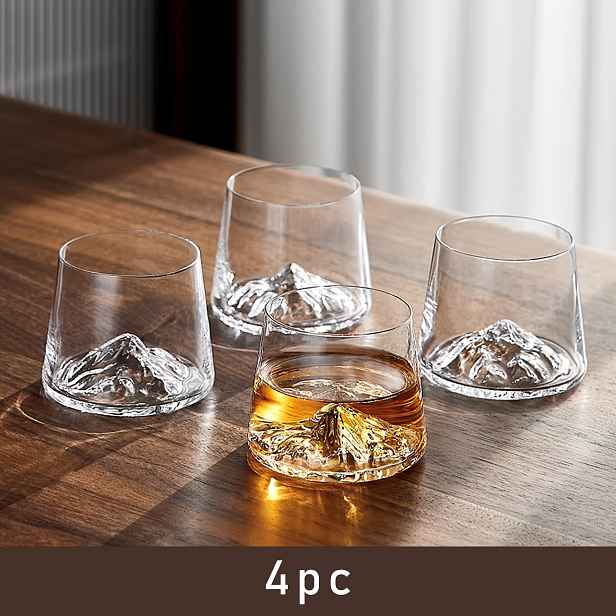 TEMU Křišťálové sklenice na whisky 6 ks/4 ks/2 ks, sklenice na destiláty v japonském stylu, sklenice Fuji, sklenice Iceberg, transparentní sklenice,