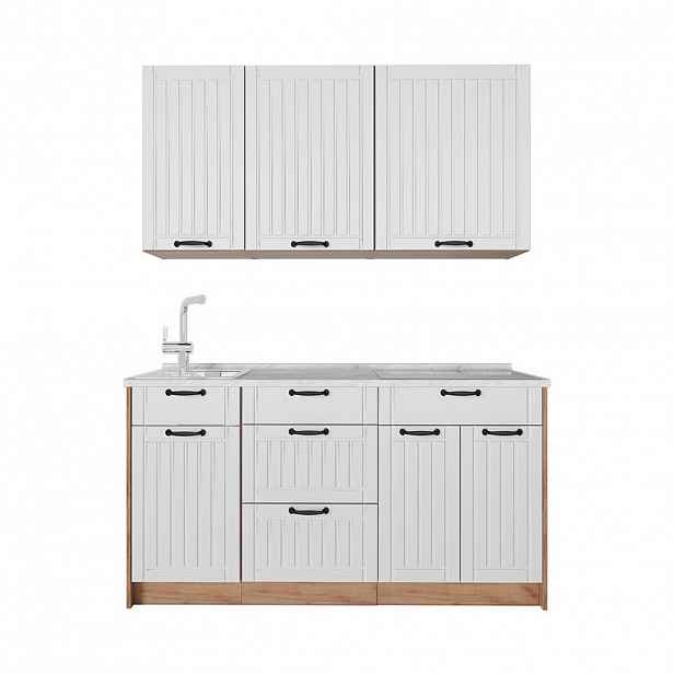 Vicco JEDNOTKOVÁ KUCHYNĚ Fame-Line, Bílý venkovský dům/Zlatý mocný dub, 150 cm, PD Mramor