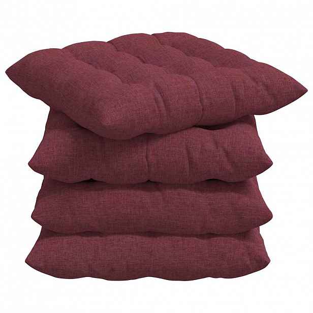 vidaXL Polštáře na sedadla 4 ks Textil Víno Červené 40 x 40 x 6 cm