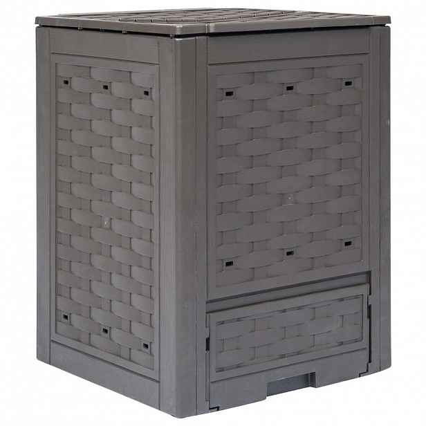vidaXL Zahradní kompostér hnědý 60 x 60 x 83 cm 300 l plast ratan