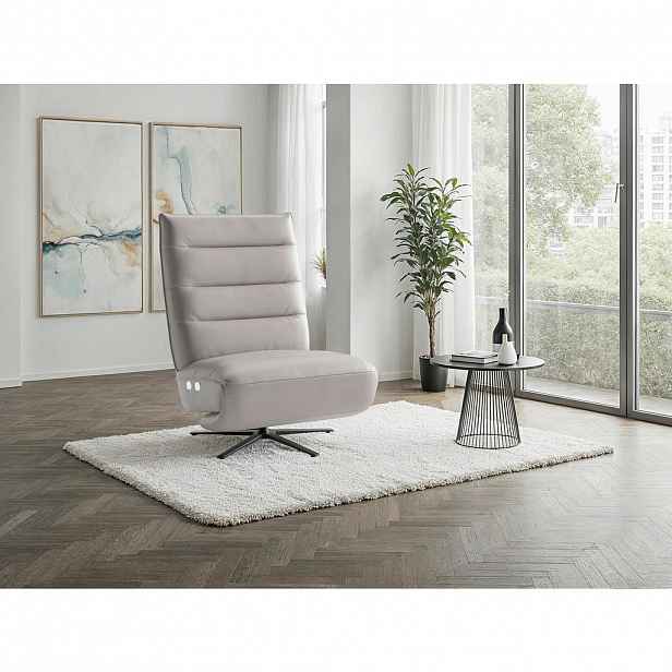 Sit & More RELAXAČNÍ KŘESLO, kůže, světle šedá