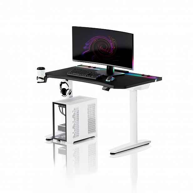 Elektrický herní stůl RGB s držáky, černo-bílý, 120 cm: Diablo X-Forge 1200