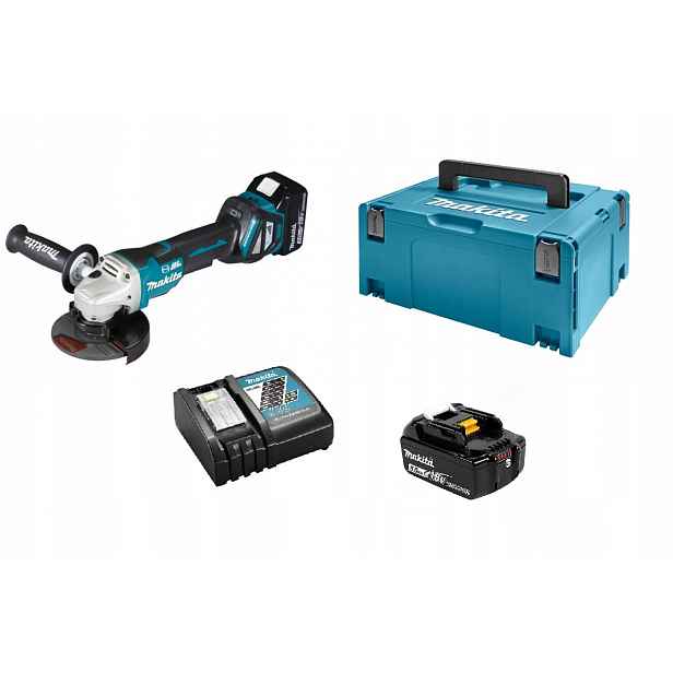 Makita DGA518RTJU úhlová bruska Aws 2x5Ah