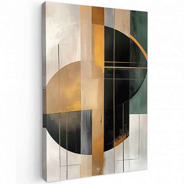 MuchoWow OBRAZ NA PLÁTNĚ Abstraktní - Zlato - Bronz - Zelená - Tvary - Moderní 20x30 cm