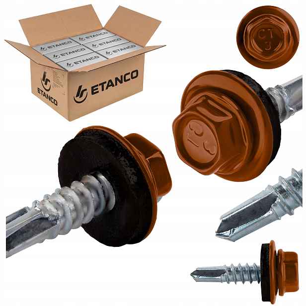 Samovrtné šrouby do kovu 3 mm 4,8 x 19 mm Ral 8004 2000 ks Etanco GT3 Z14