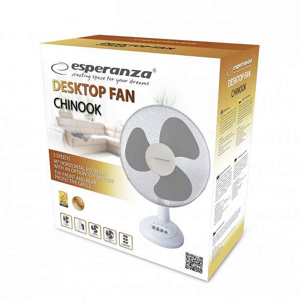 Větrák Stolní Ventilátor Tichý Velký 30 cm Regulace Výkonný 40 W Stolní