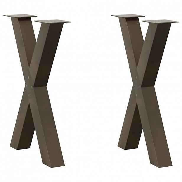 vidaXL Nohy k jídelnímu stolu ve tvaru X, 2 ks, přírodní ocel, 60 x (72-73) cm, ocel