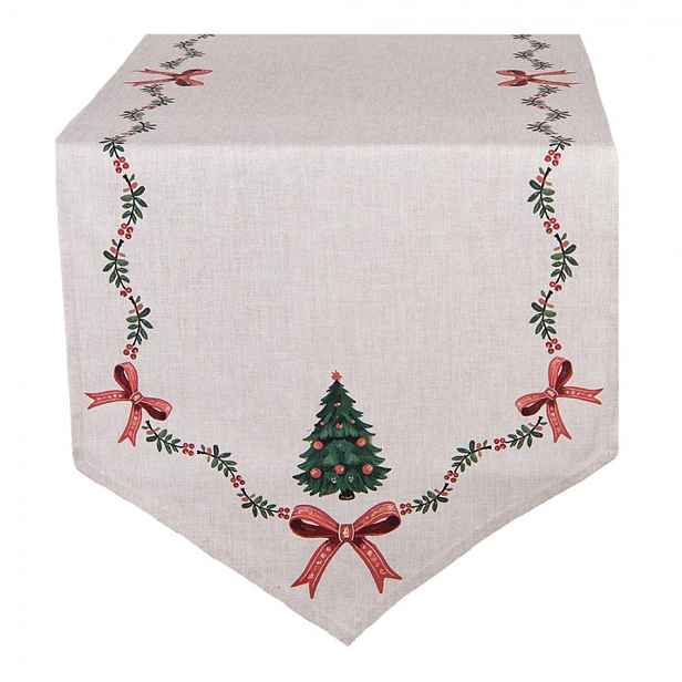 Béžový bavlněný běhoun se stromky Christmas Harmony - 50*160 cm Clayre & Eef
