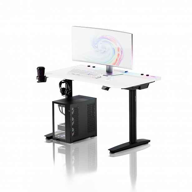 Elektrický herní stůl RGB s držáky, bílo-černý, 120 cm: Diablo X-Forge 1200