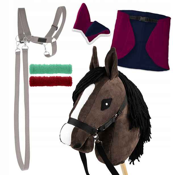 (hs) Sada Skippi Hobby Horse Gniady Derka fuchsiová a granátová Kantar