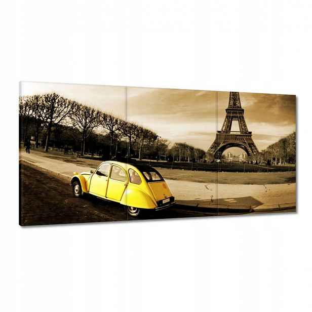 Obrazy 120x60 Žluté auto a věž