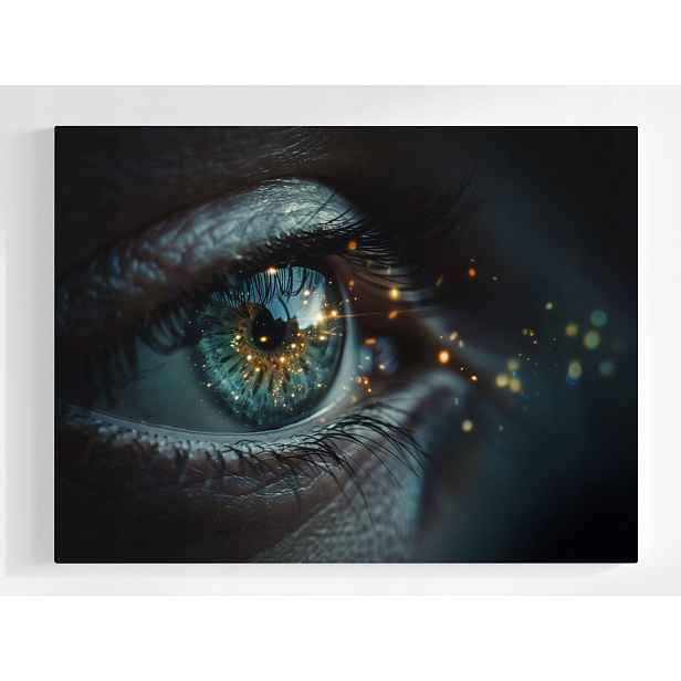 Plakát Fotografie Makro Oko Hvězdy Vesmír Zlato 100x75