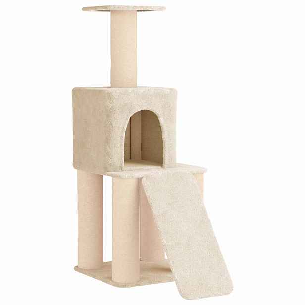 vidaXL Kočičí strom se škrabacími sloupky sisal Krémová 146 cm