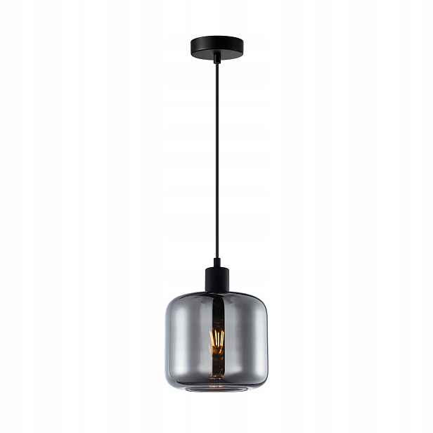 Závěsná lampa Maluna Italux černá, kouřové skleněné stínítko E27 40W