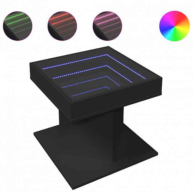 vidaXL Konferenční stolek s LED černý 50 x 50 x 45 cm kompozitní dřevo