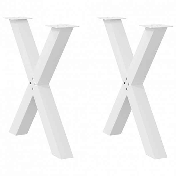 vidaXL Nohy k jídelnímu stolu ve tvaru X, 2 ks, bílé, 70 x (72-73) cm, ocel