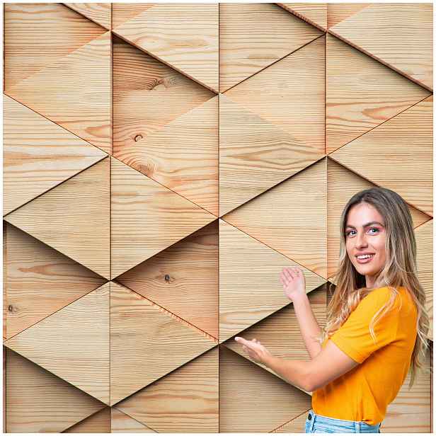 Fototapeta 3D Geometrické Pozadí Dřevěné trojúhelníky 490x260 GTA11W