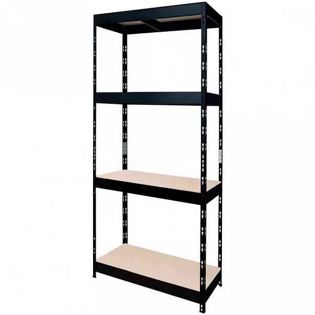 Kovový zásuvný regál černý 180x75x35 cm – 4 police/200 kg