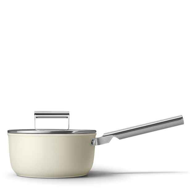 Smeg Rendlík s dlouhou rukojetí a nepřilnavým keramickým povrchem, ∅ 20 cm, matná krémová SPF2012CRM