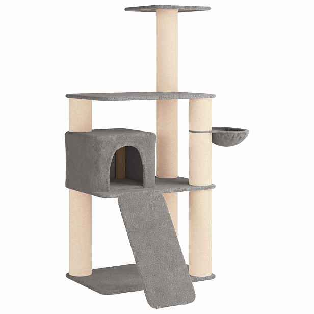 vidaXL Kočičí strom se škrabacími sloupky sisal Světle šedá 173 cm