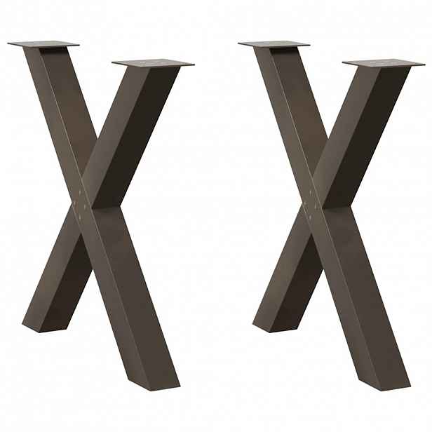 vidaXL Nohy k jídelnímu stolu ve tvaru X, 2 ks, přírodní ocel, 70 x (72-73) cm, ocel