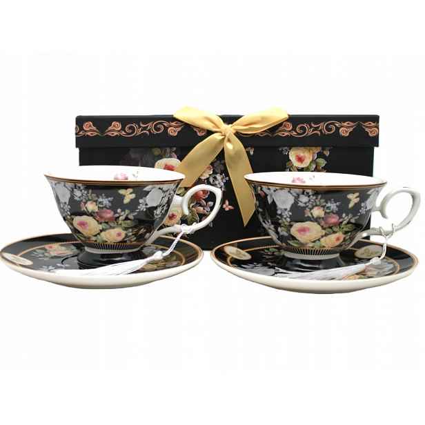 Elegantní porcelánová sada hrnků s květinovým motivem, 220 ml, čaj káva