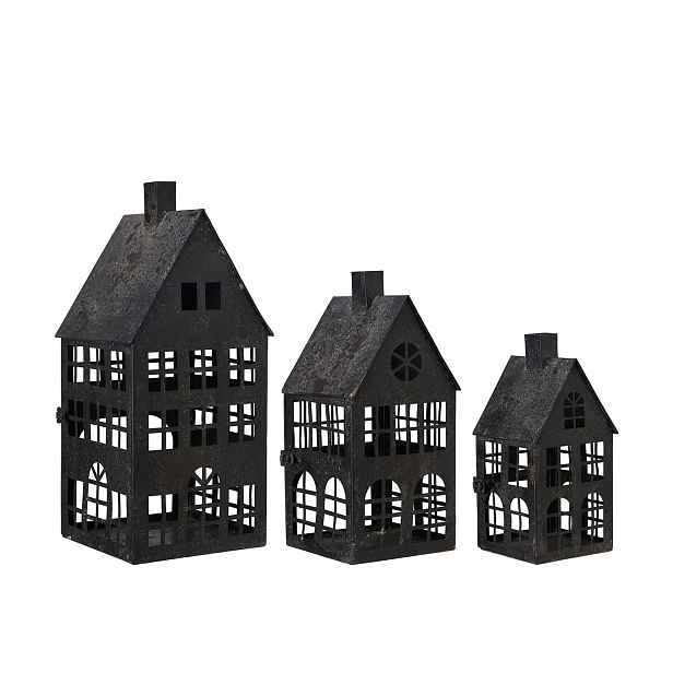 Kovová dekorace domeček 3 ks Wikholm Form HOUSE - černá
