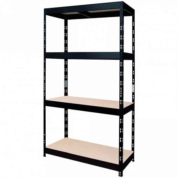 Kovový zásuvný regál černý 180x90x45 cm – 4 police/200 kg