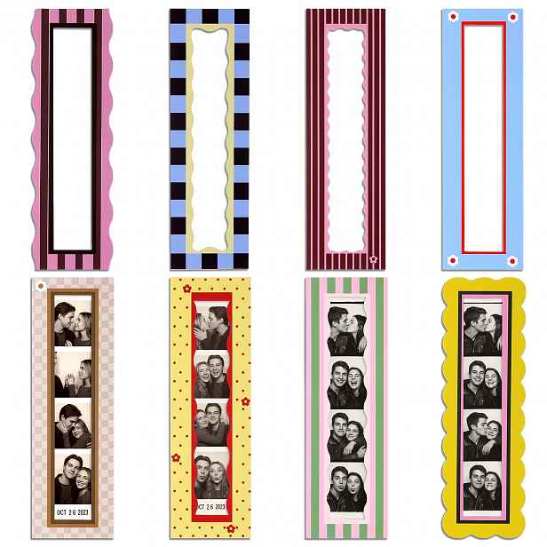 TEMU Sada 8 ks magnetických fotorámečků vhodných pro rámečky 1,5 x 8 palců, magnetické ledničkové magnety s retro vertikálními rámečky, barevné